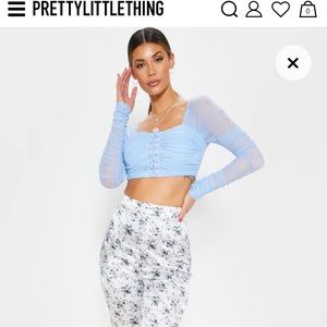 Light blue ruched crop top NWT